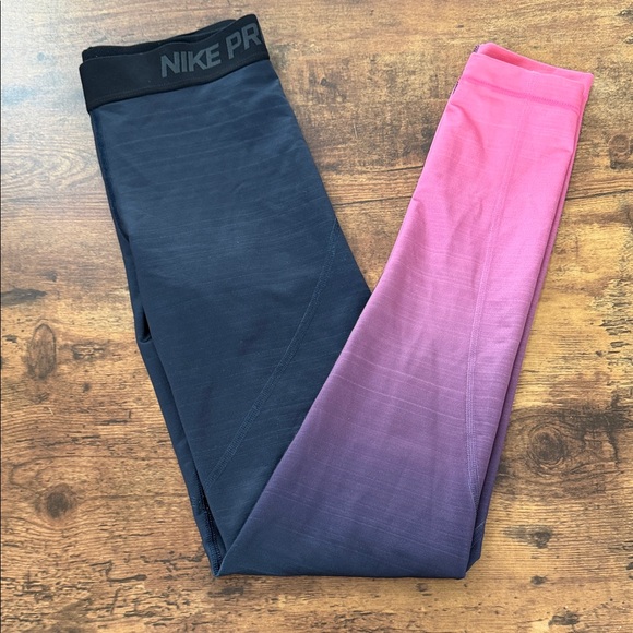 Nike Pants - Nike Pro Hyperwarm Pink and Black Gradient Leggings